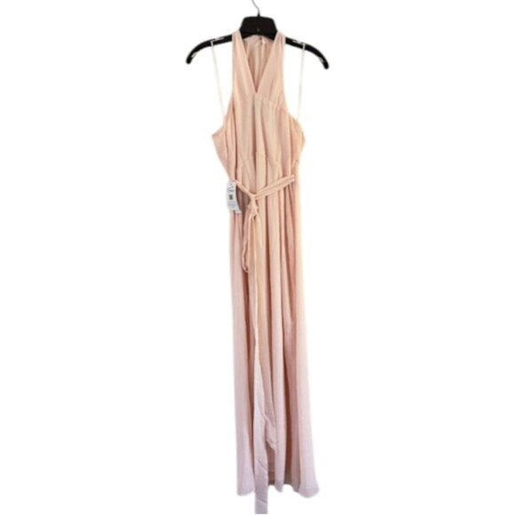 NEW ModCloth Cream Tie Waist Maxi Dress Size Medium 41244 - Picture 3 of 13